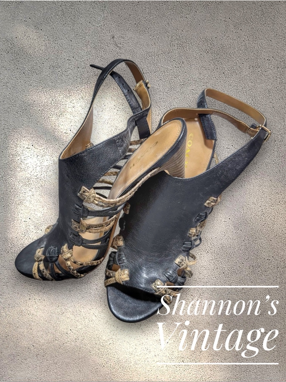 Coach Jody Python Women’s sz 8.5B Cage Stiletto Sandals